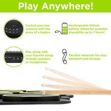 Load image into Gallery viewer, 9 Pad Roll Up Bluetooth Electric Drum Set w/ Headphone Jack, Speaker, Pedal
